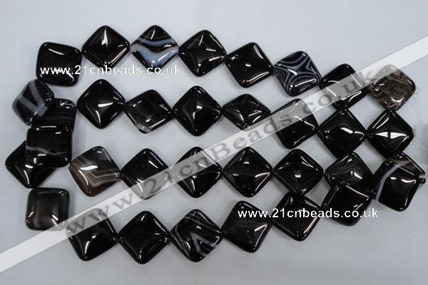 CAG2937 15.5 inches 20*20mm diamond black line agate beads