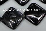 CAG2938 15.5 inches 22*22mm diamond black line agate beads