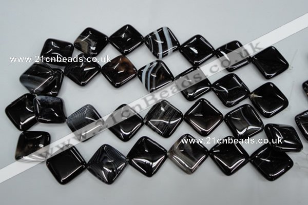 CAG2938 15.5 inches 22*22mm diamond black line agate beads