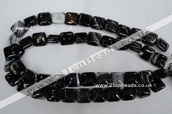 CAG2945 15.5 inches 16*16mm square black line agate beads