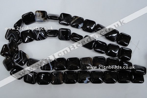 CAG2946 15.5 inches 18*18mm square black line agate beads