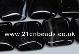 CAG2947 15.5 inches 20*20mm square black line agate beads