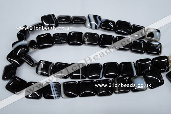 CAG2947 15.5 inches 20*20mm square black line agate beads