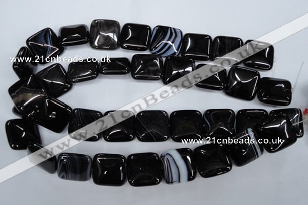 CAG2948 15.5 inches 22*22mm square black line agate beads