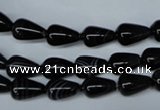 CAG2961 15.5 inches 6*10mm teardrop black line agate beads