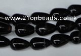 CAG2962 15.5 inches 8*12mm teardrop black line agate beads