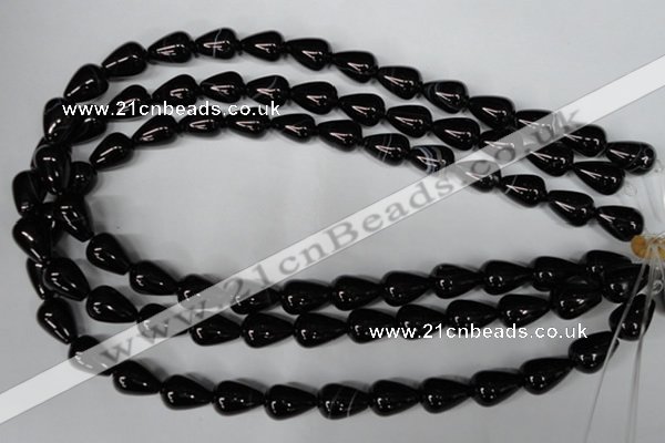 CAG2963 15.5 inches 10*14mm teardrop black line agate beads