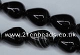 CAG2964 15.5 inches 13*18mm teardrop black line agate beads