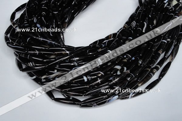 CAG2968 15.5 inches 5*25mm rice black line agate beads