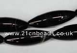 CAG2969 15.5 inches 10*30mm rice black line agate beads