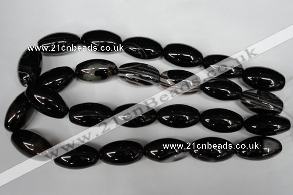 CAG2970 15.5 inches 15*30mm rice black line agate beads