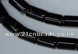 CAG2975 15.5 inches 8*14mm tube black line agate beads