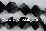 CAG2978 15.5 inches 10*10mm cube black line agate beads