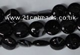 CAG2991 15.5 inches 10mm flat round black line agate beads