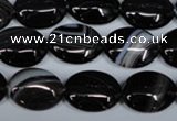 CAG3002 15.5 inches 12*16mm oval black line agate beads