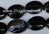 CAG3004 15.5 inches 15*20mm oval black line agate beads