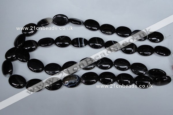 CAG3004 15.5 inches 15*20mm oval black line agate beads