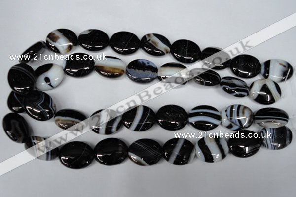 CAG3005 15.5 inches 18*22mm oval black line agate beads