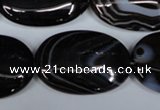 CAG3006 15.5 inches 20*30mm oval black line agate beads