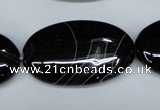 CAG3008 15.5 inches 20*35mm oval black line agate beads