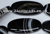 CAG3009 15.5 inches 20*40mm oval black line agate beads