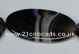 CAG3010 15.5 inches 25*50mm oval black line agate beads