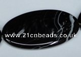 CAG3011 15.5 inches 25*50mm oval black line agate beads