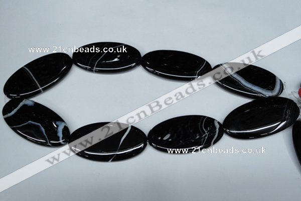 CAG3011 15.5 inches 25*50mm oval black line agate beads