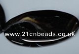 CAG3015 15.5 inches 25*50mm twisted oval black line agate beads