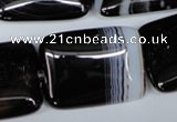 CAG3026 15.5 inches 22*30mm rectangle black line agate beads