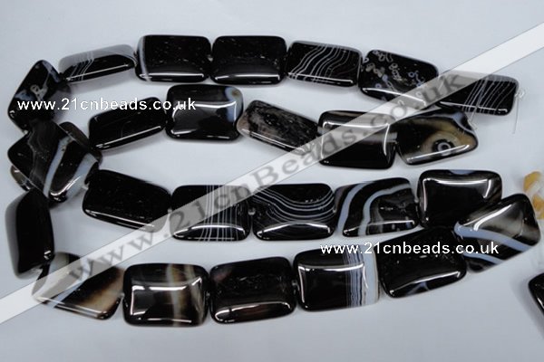 CAG3026 15.5 inches 22*30mm rectangle black line agate beads