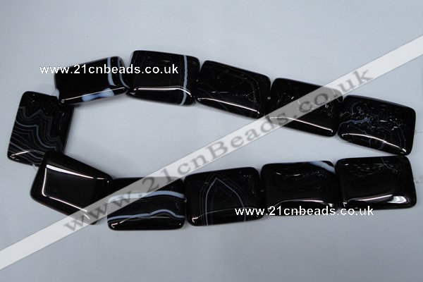 CAG3027 15.5 inches 25*35mm rectangle black line agate beads