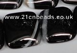 CAG3037 15.5 inches 25*25mm square black line agate beads