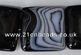 CAG3038 15.5 inches 35*35mm square black line agate beads