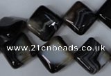 CAG3043 15.5 inches 14*14mm diamond black line agate beads