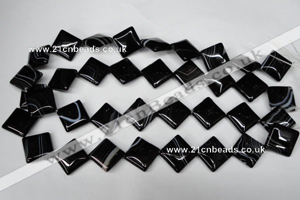 CAG3045 15.5 inches 18*18mm diamond black line agate beads