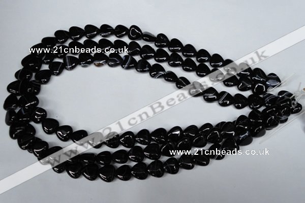 CAG3050 15.5 inches 10*10mm heart black line agate beads