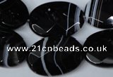 CAG3084 15.5 inches 18*25mm faceted oval black line agate beads