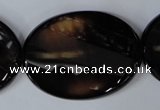 CAG3092 15.5 inches 30*40mm faceted oval black line agate beads