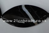 CAG3095 15.5 inches 25*50mm faceted & twisted oval black line agate beads