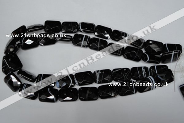 CAG3103 15.5 inches 15*20mm faceted rectangle black line agate beads