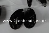 CAG3109 Top-drilled 18*25mm faceted flat teardrop black line agate beads