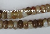 CAG3120 15.5 inches 6*10mm rondelle brown line agate beads