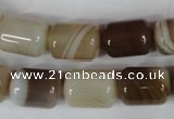 CAG3123 15.5 inches 12*16mm column brown line agate beads