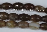 CAG3129 15.5 inches 10*14mm faceted rice brown line agate beads