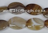 CAG3132 15.5 inches 12*16mm oval brown line agate beads