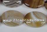 CAG3135 15.5 inches 18*25mm oval brown line agate beads