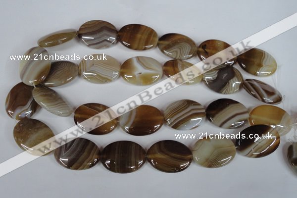 CAG3136 15.5 inches 22*30mm oval brown line agate beads