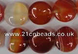 CAG3184 15.5 inches 16mm flat round red line agate beads