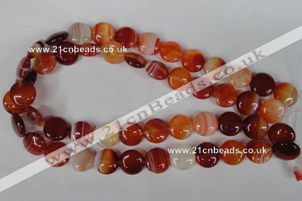 CAG3184 15.5 inches 16mm flat round red line agate beads